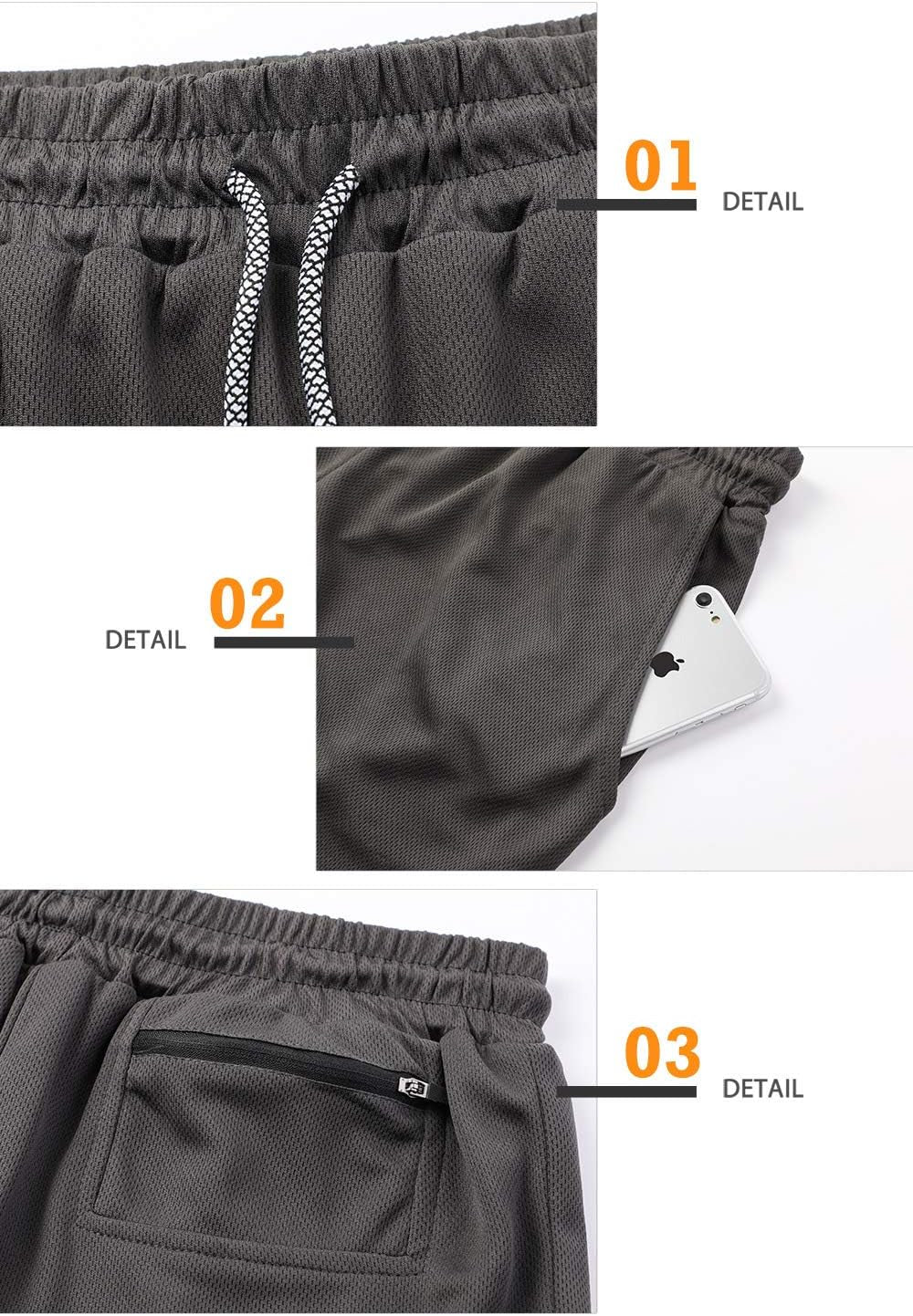 Mens Running Shorts,Workout Running Shorts for Men,2-In-1 Stealth Shorts,7-Inch Gym Yoga Outdoor Sports Shorts