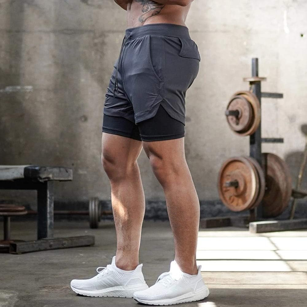 Mens Running Shorts,Workout Running Shorts for Men,2-In-1 Stealth Shorts,7-Inch Gym Yoga Outdoor Sports Shorts