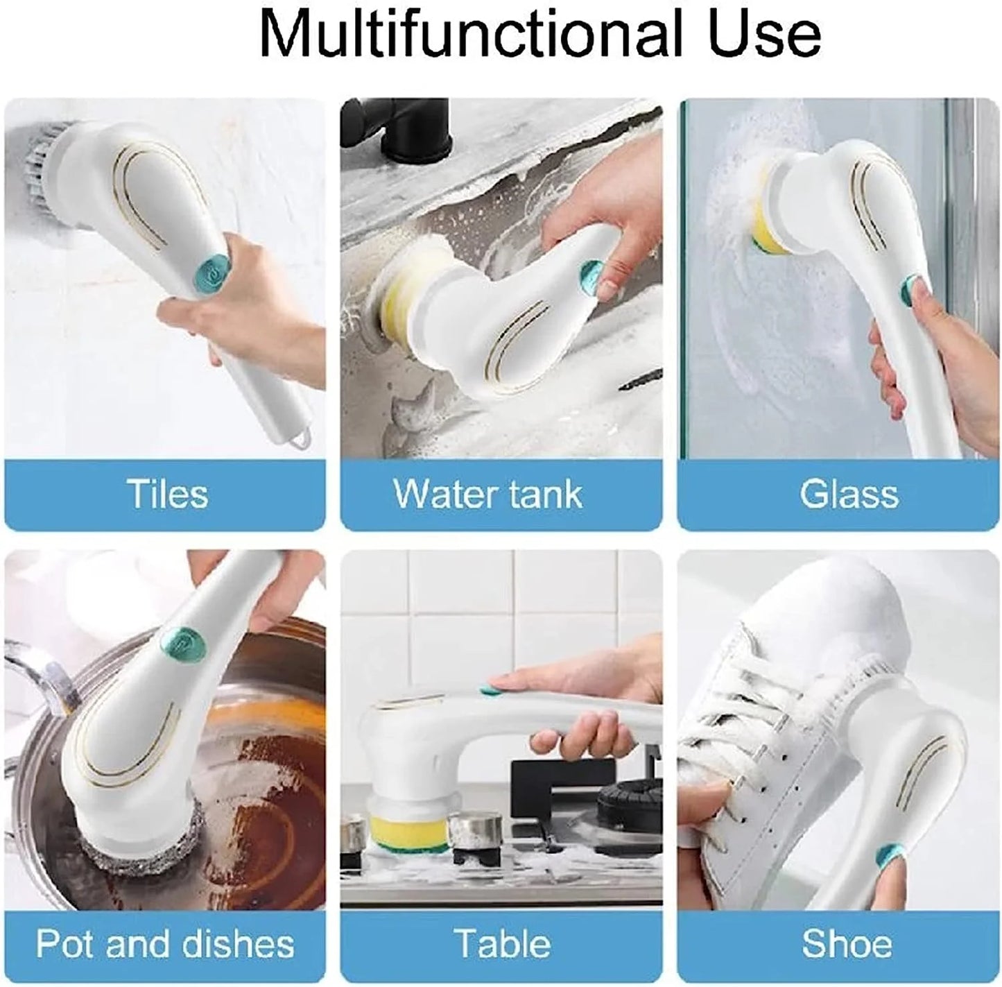 Electric Spin Scrubber Portable Cordless Handheld Electric Cleaning Brush with 5 Replaceable Brush Heads, Cleaning Brush for Bathroom/Tub/Wall Tiles/ Floor/Kitchen